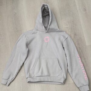 OVERTIME Cozy Gray Kids Hoodie with Pink Accents